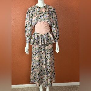 GEARY ROARK KAMISATO Floral Long Sleeve Maxi Dress Size 12. E94